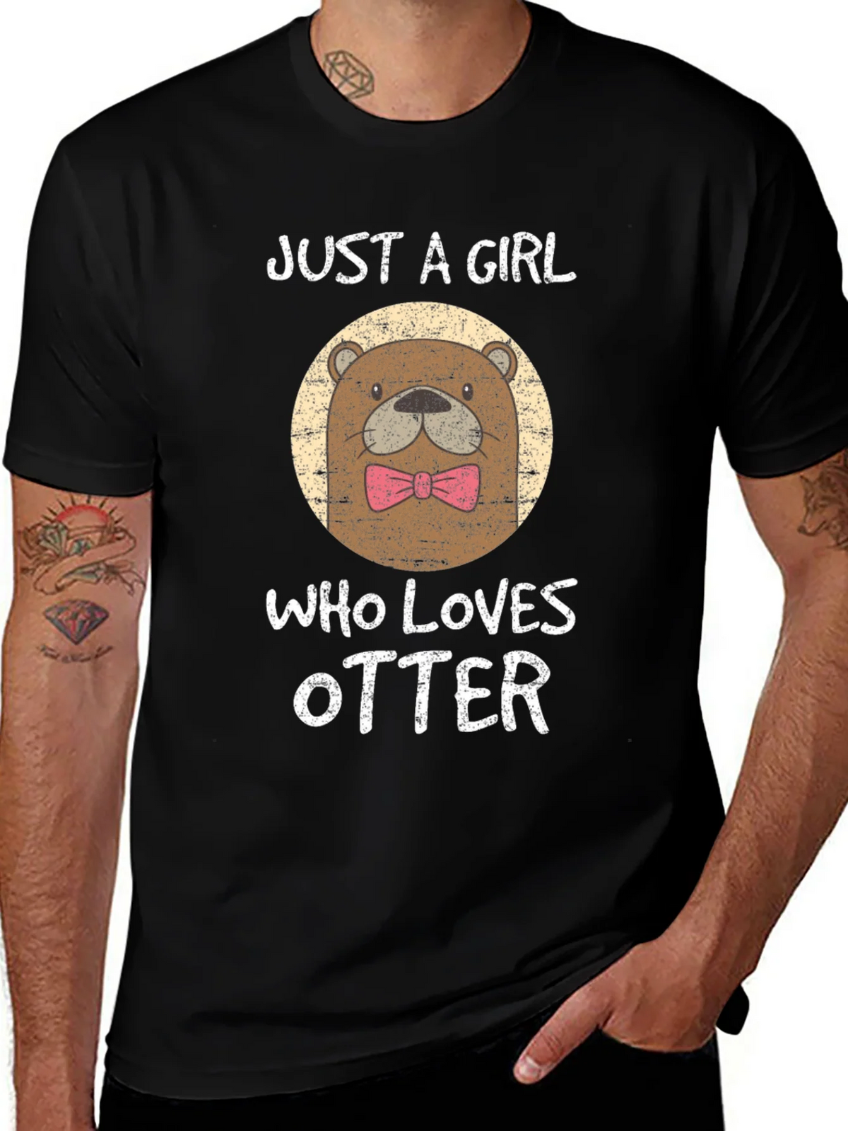 Just a Girl Who Loves Otters Black T-Shirt product image 1