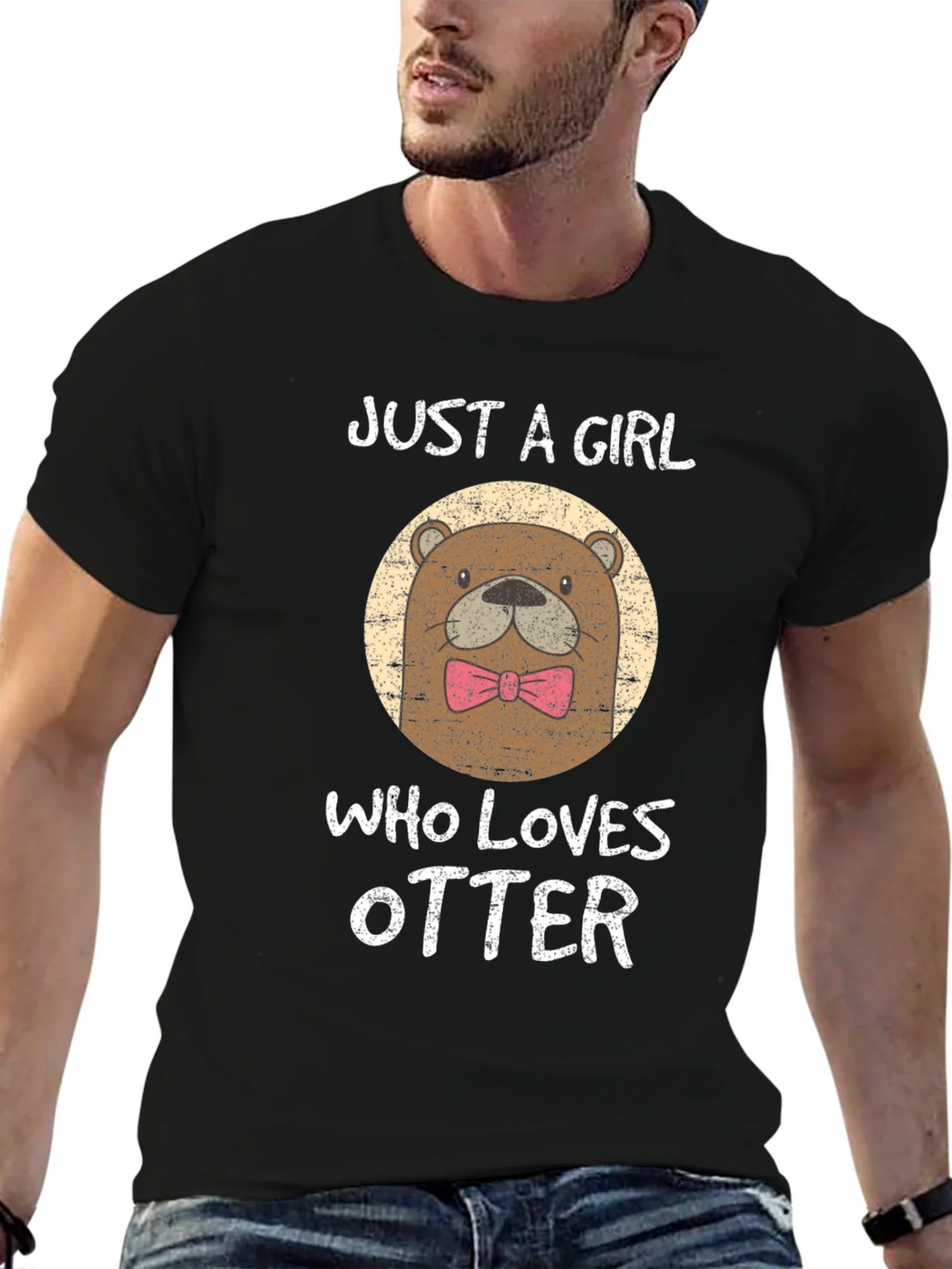 Just a Girl Who Loves Otters Black T-Shirt product image 6