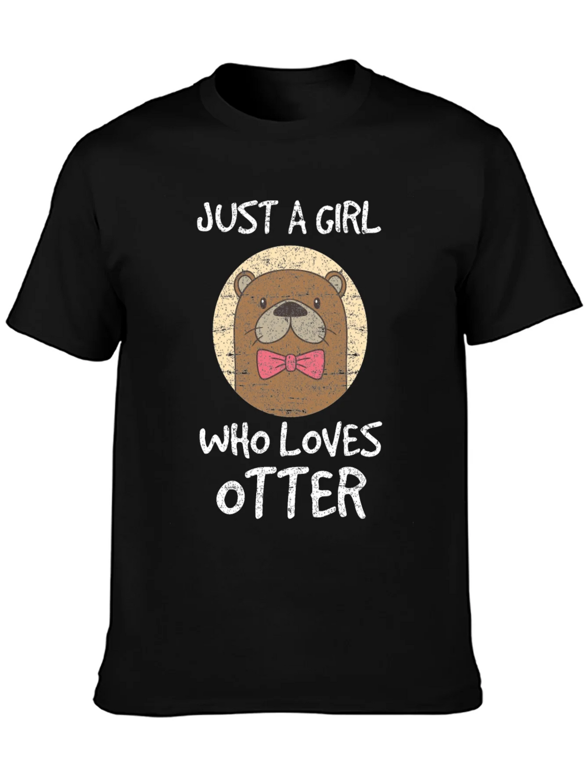 Just a Girl Who Loves Otters Black T-Shirt product image 3