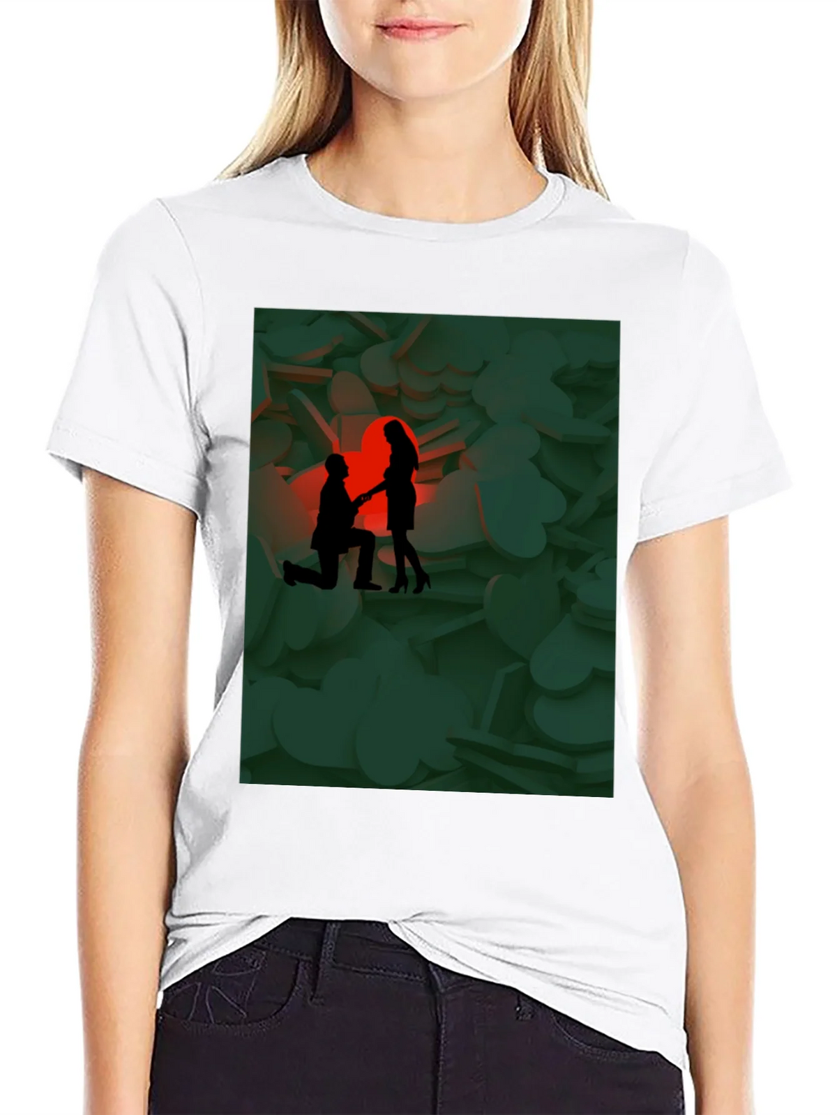 Romantic Proposal Graphic Tee - Stylish Black T-Shirt product image 5