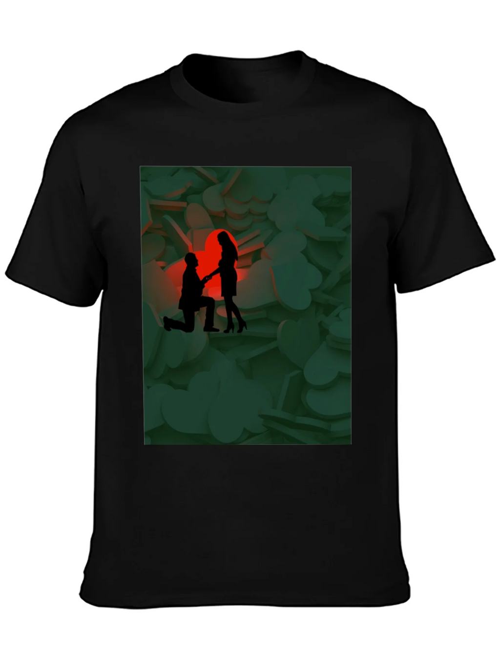 Romantic Proposal Graphic Tee - Stylish Black T-Shirt product image 2