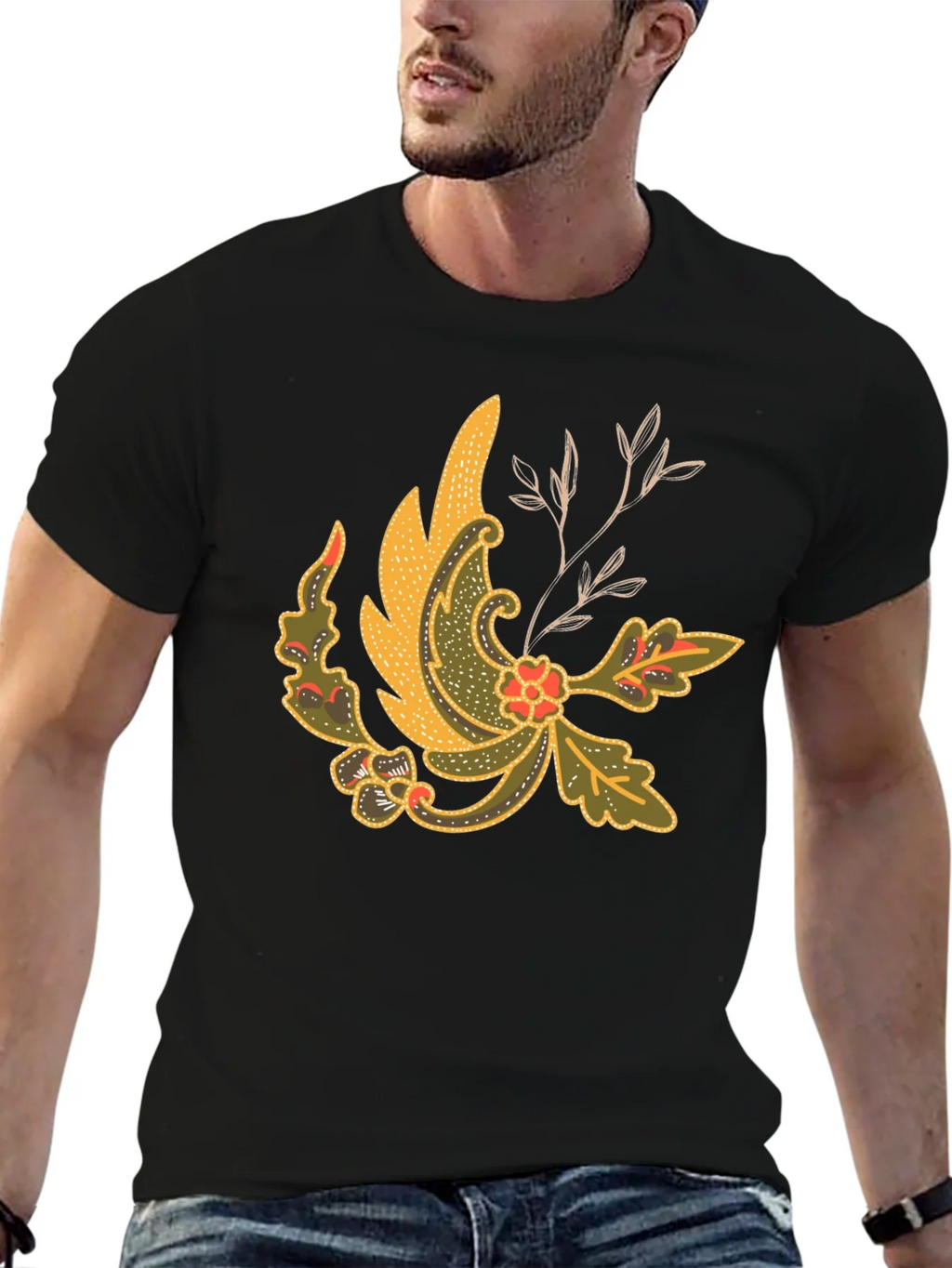 Batik Style Graphic Tee - Black Cotton Blend product image 2