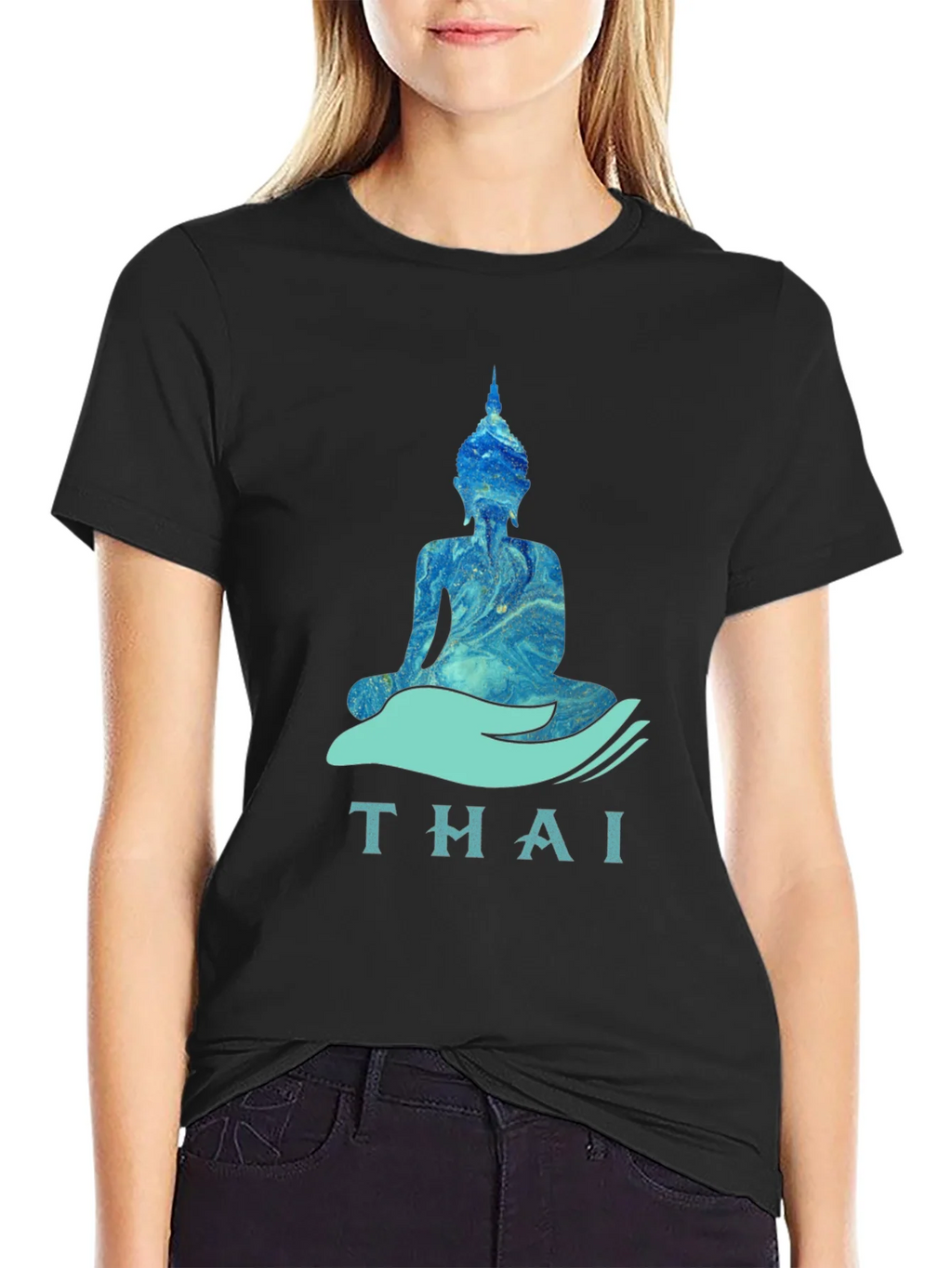 Thai Buddha Graphic T-Shirt - Black product image 1