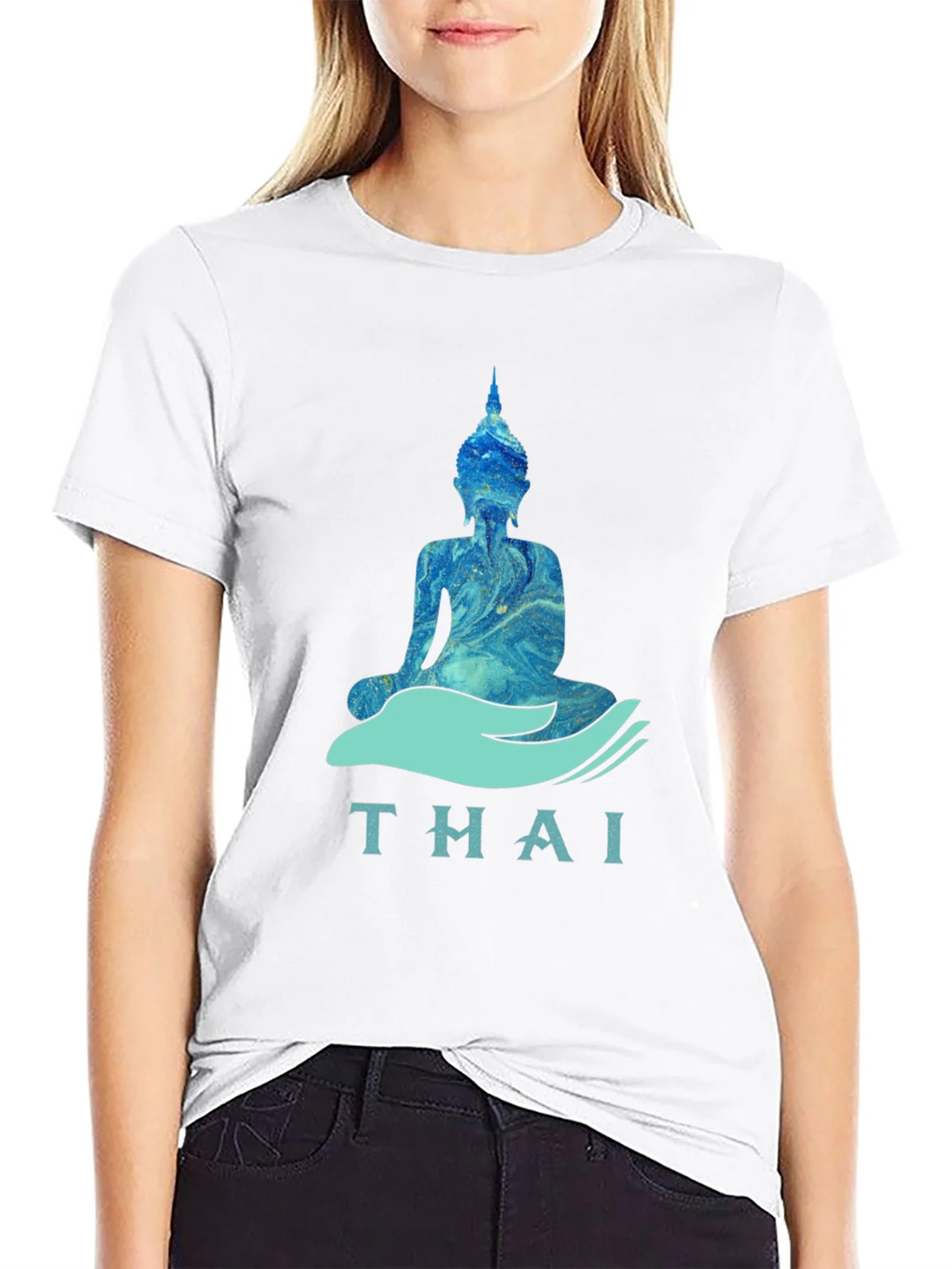 Thai Buddha Graphic T-Shirt - Black product image 7