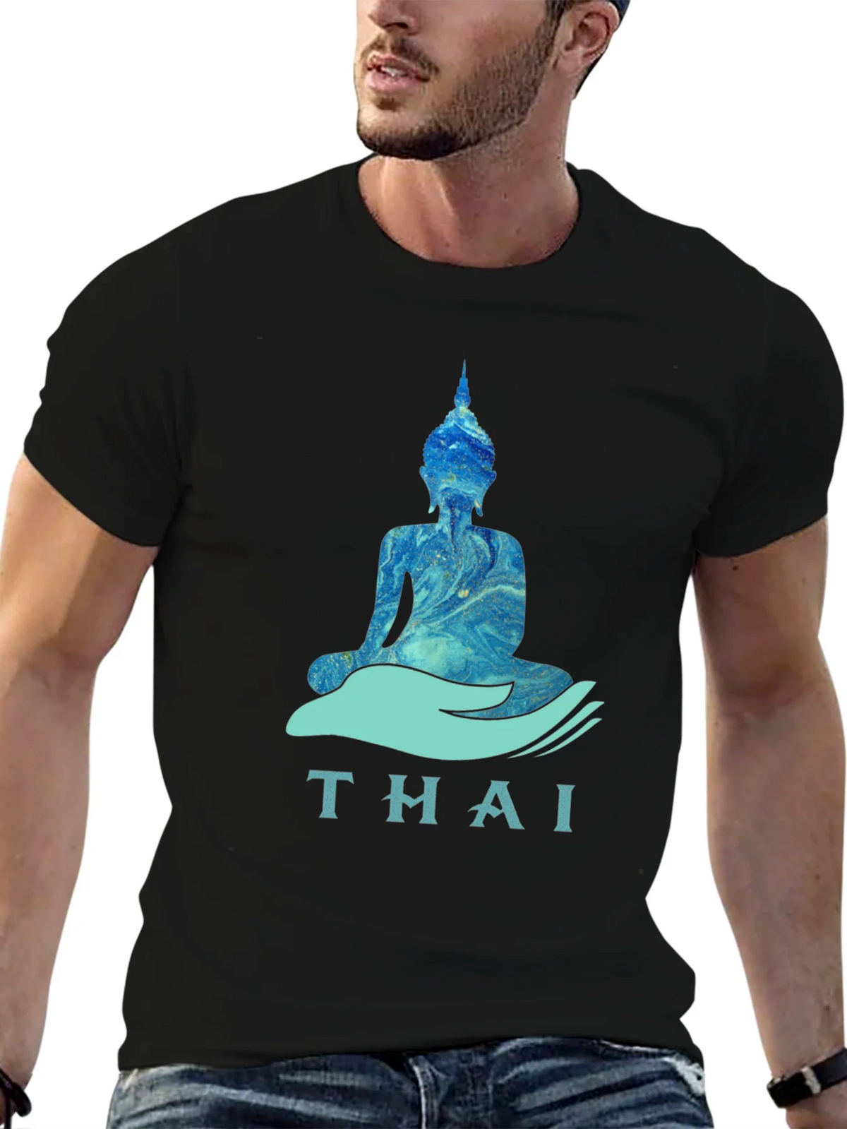 Thai Buddha Graphic T-Shirt - Black product image 5