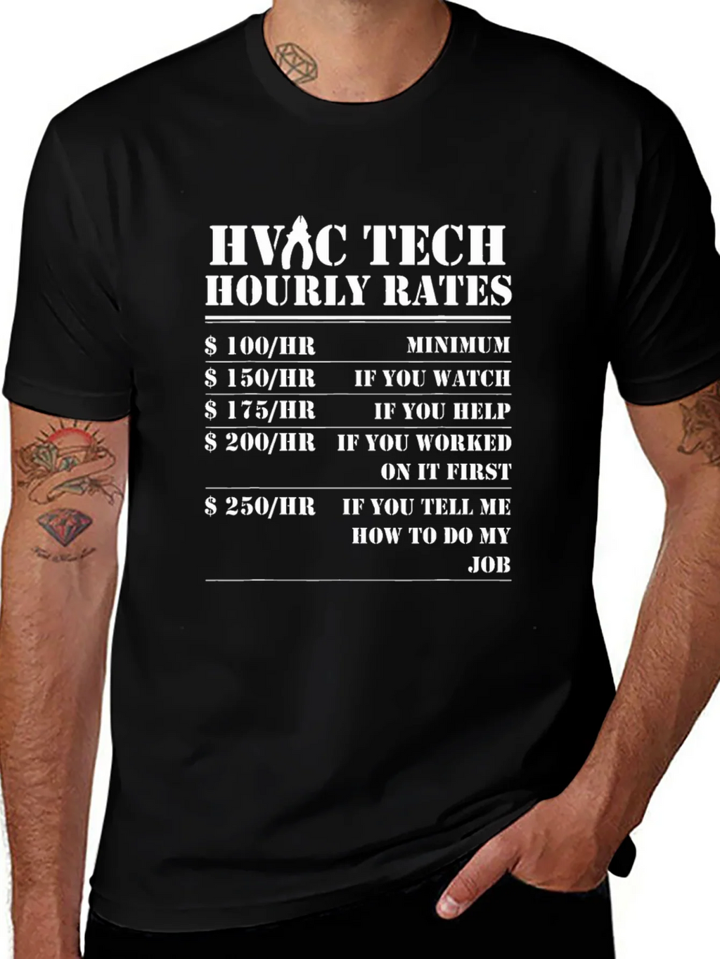 HVAC Tech Hourly Rates T-Shirt - Funny Job Tee product image 1