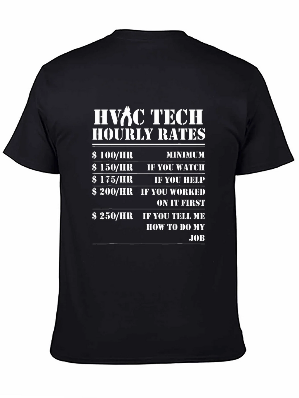 HVAC Tech Hourly Rates T-Shirt - Funny Job Tee product image 4