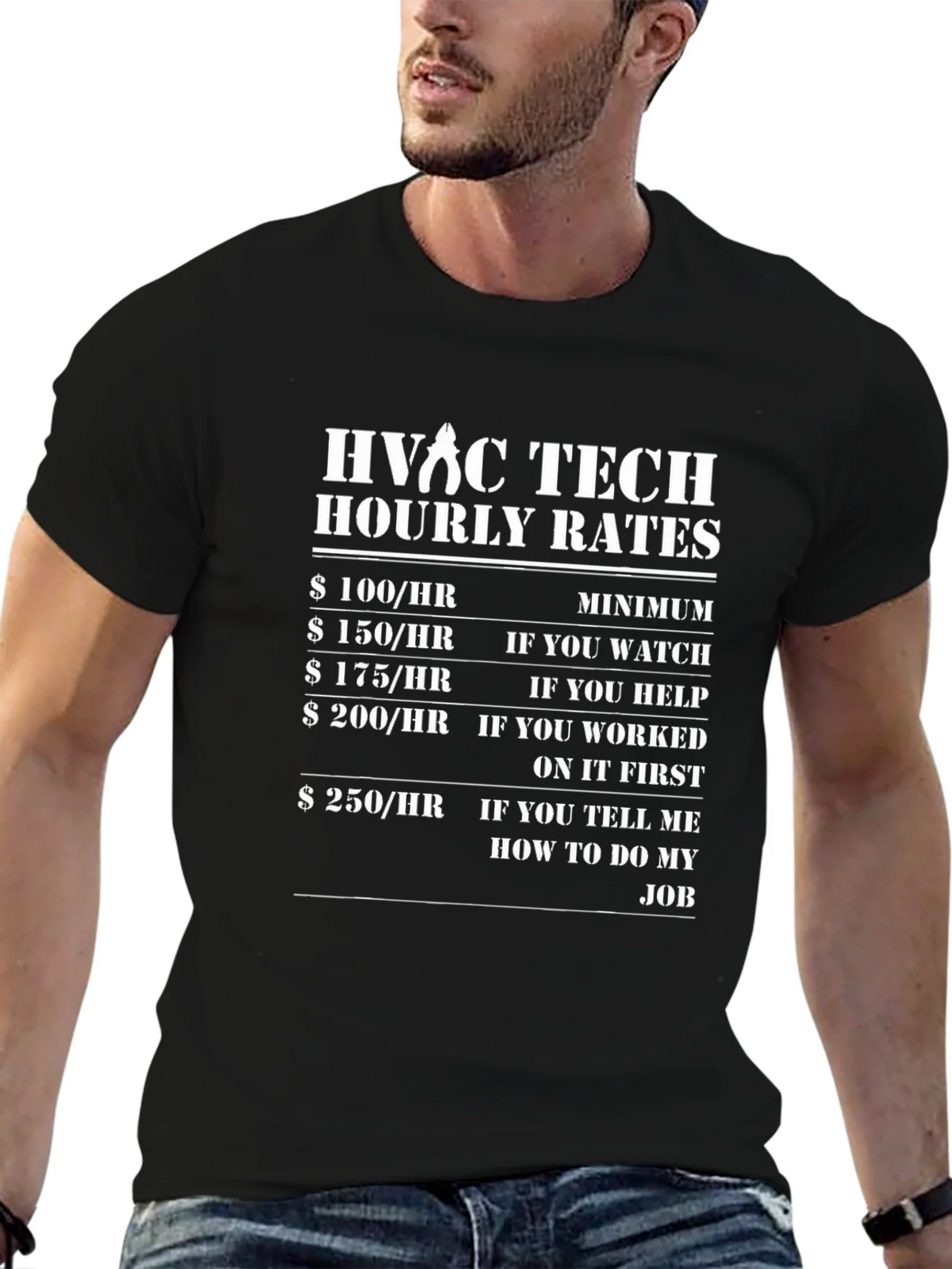 HVAC Tech Hourly Rates T-Shirt - Funny Job Tee product image 6