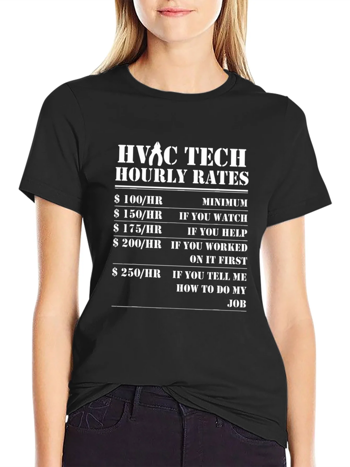 HVAC Tech Hourly Rates T-Shirt - Funny Job Tee product image 2