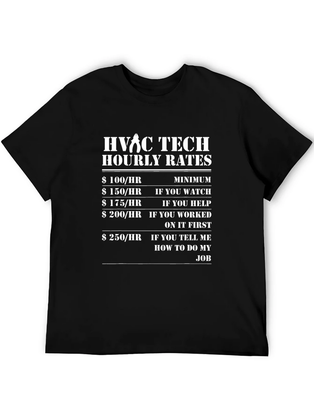 HVAC Tech Hourly Rates T-Shirt - Funny Job Tee product image 5