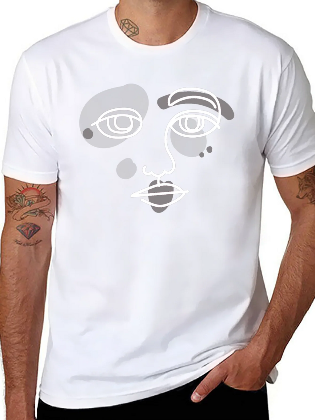 Abstract Face Graphic Tee - Modern Art Style T-Shirt product image 4