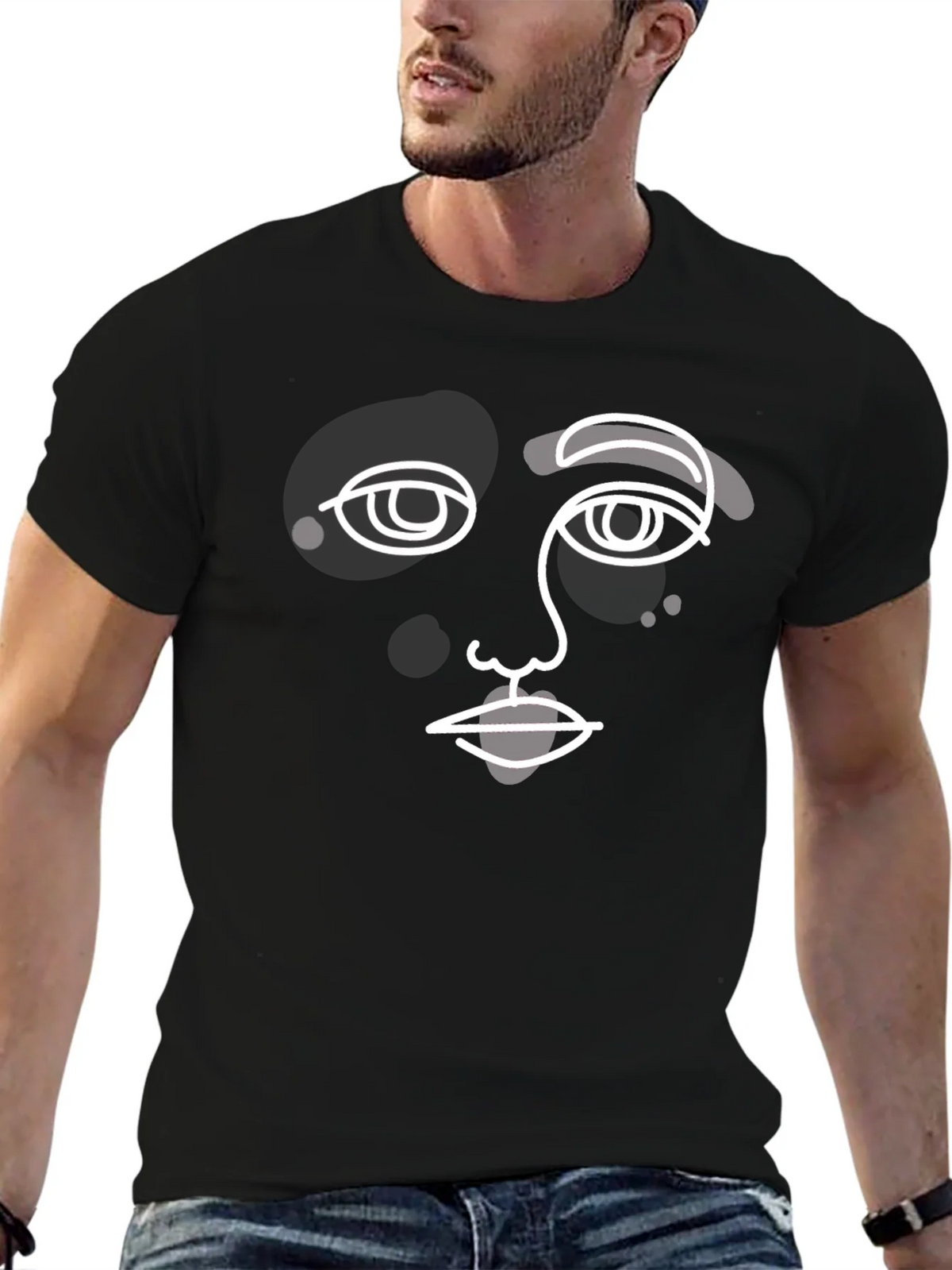 Abstract Face Graphic Tee - Modern Art Style T-Shirt product image 3
