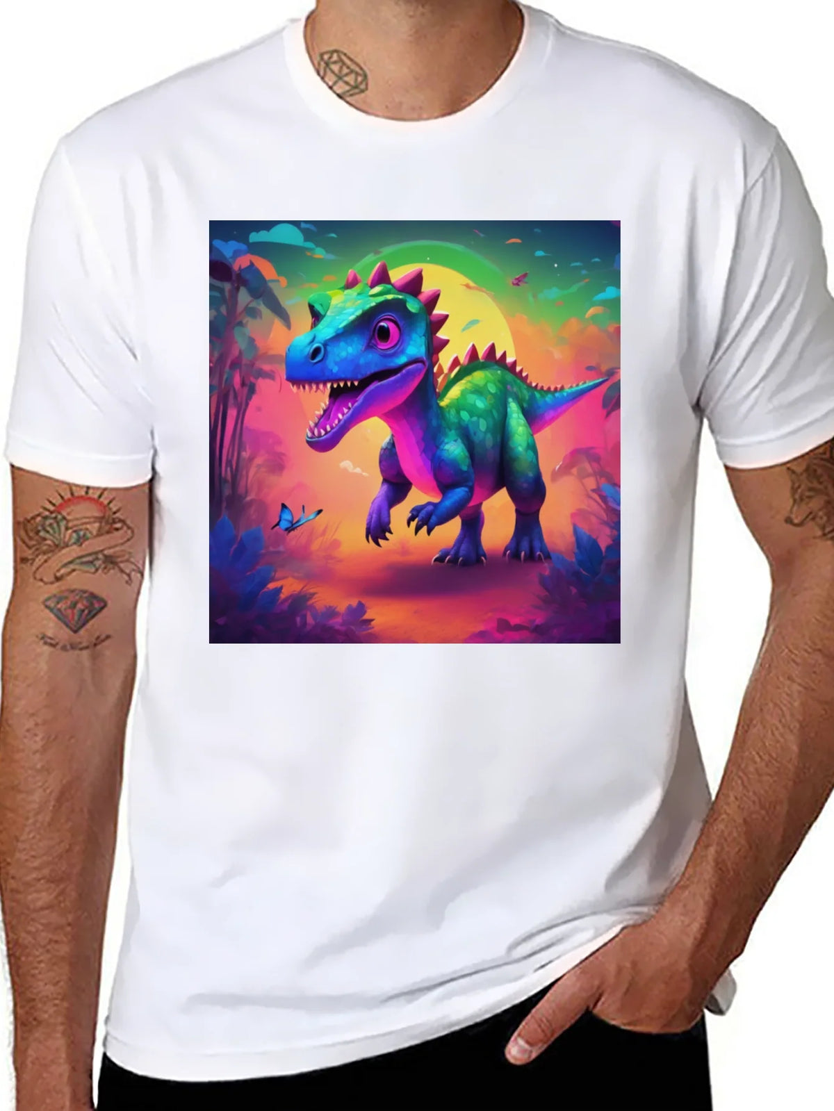 Dinosaur Graphic Print Crew Neck T-Shirt product image 2