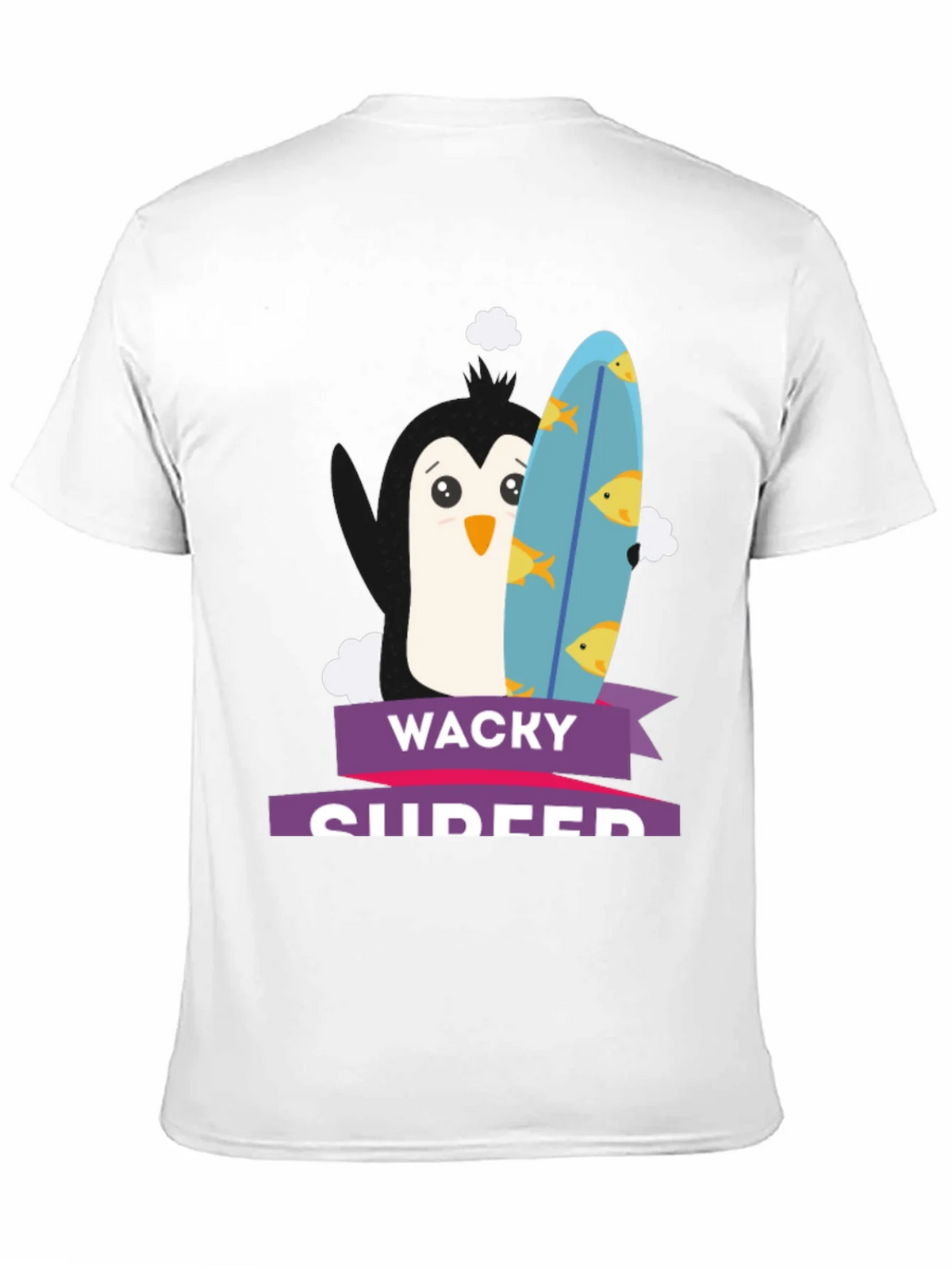 Wacky Surfer Penguin Graphic Tee - Black Cotton T-Shirt product image 10