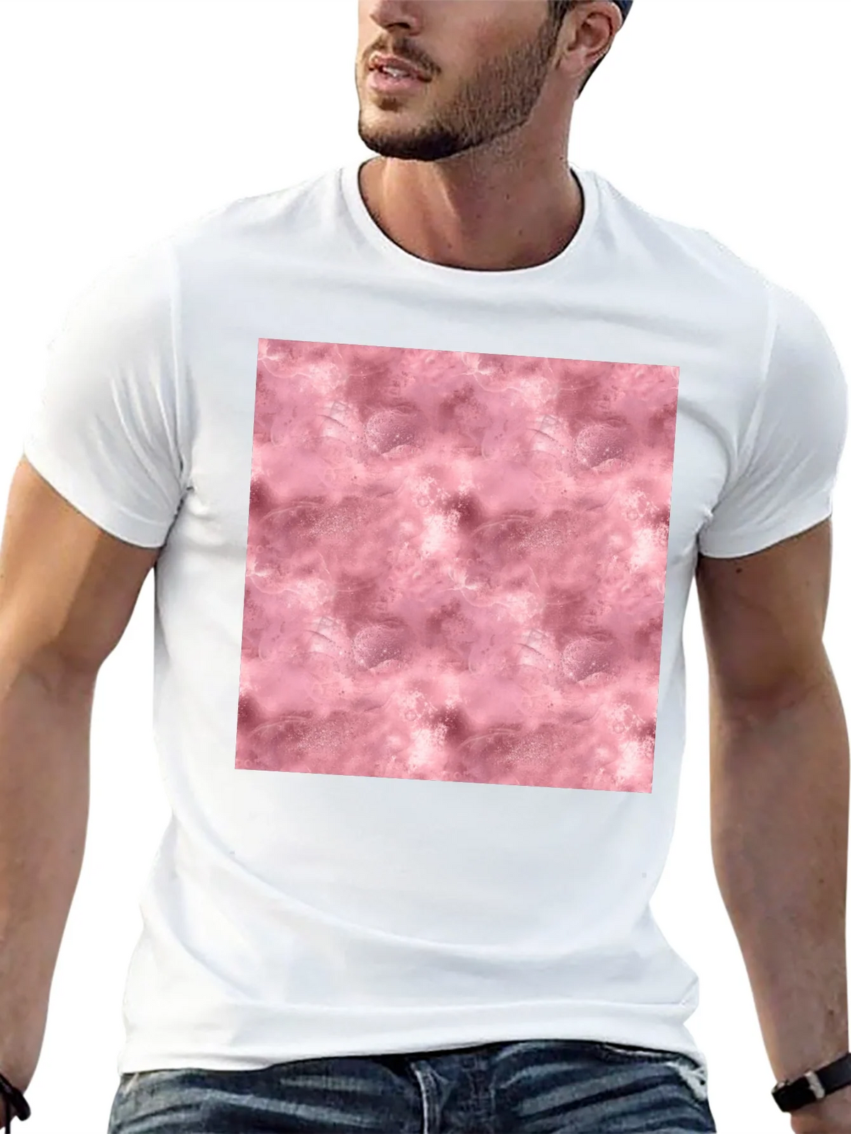 Stylish Black Tee with Abstract Pink Pattern product image 4