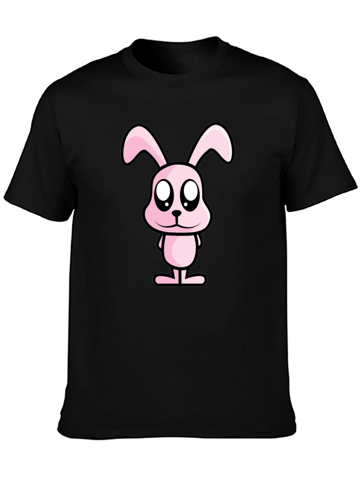 Pink Bunny Graphic Tee - Black Cotton Casual Shirt product image 3
