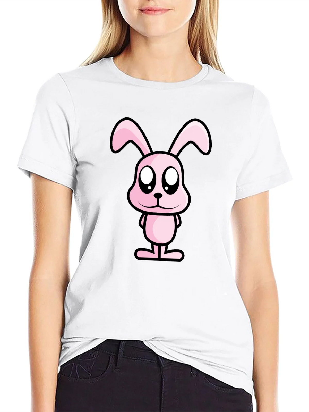 Pink Bunny Graphic Tee - Black Cotton Casual Shirt product image 8