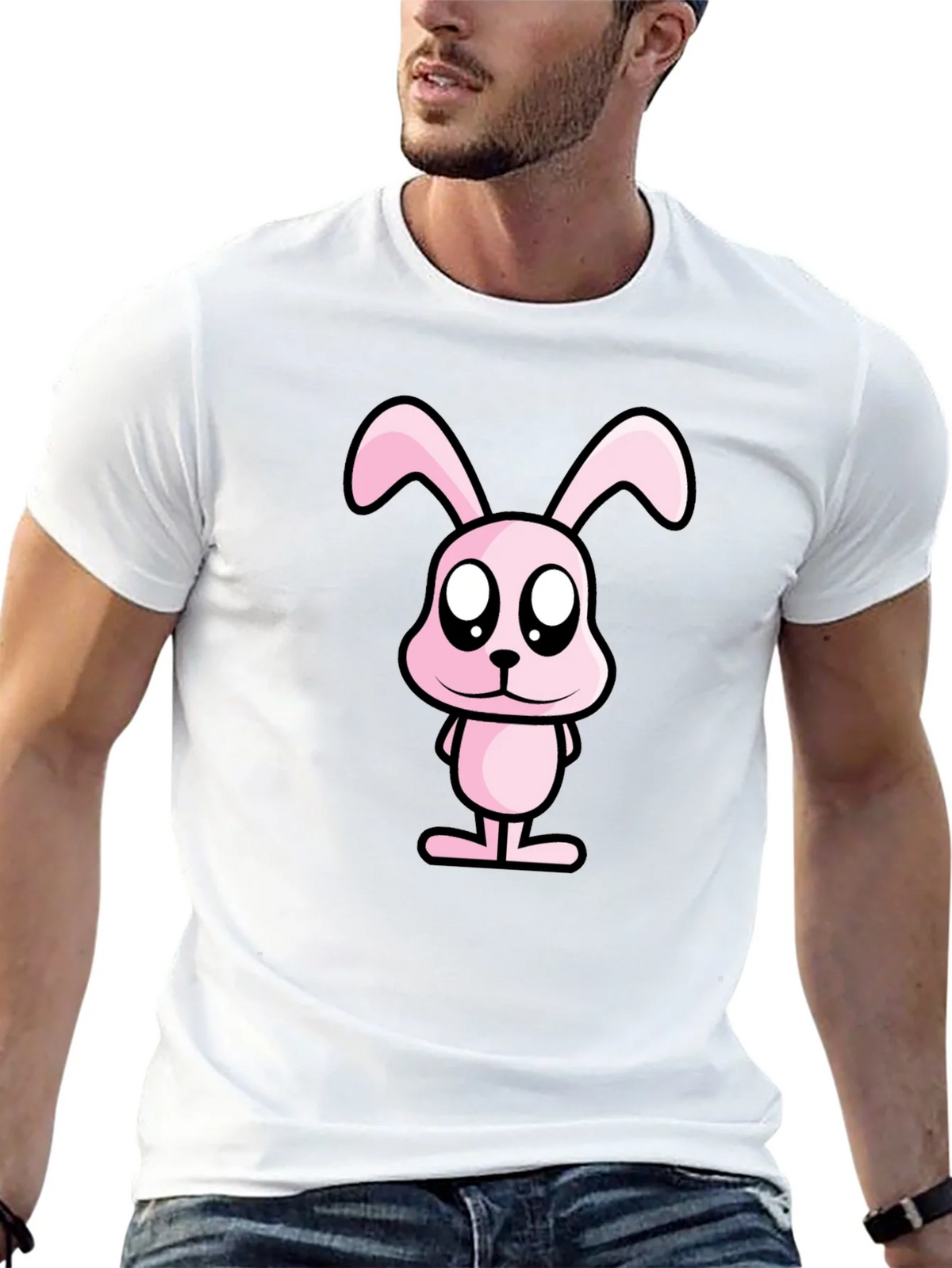 Pink Bunny Graphic Tee - Black Cotton Casual Shirt product image 12