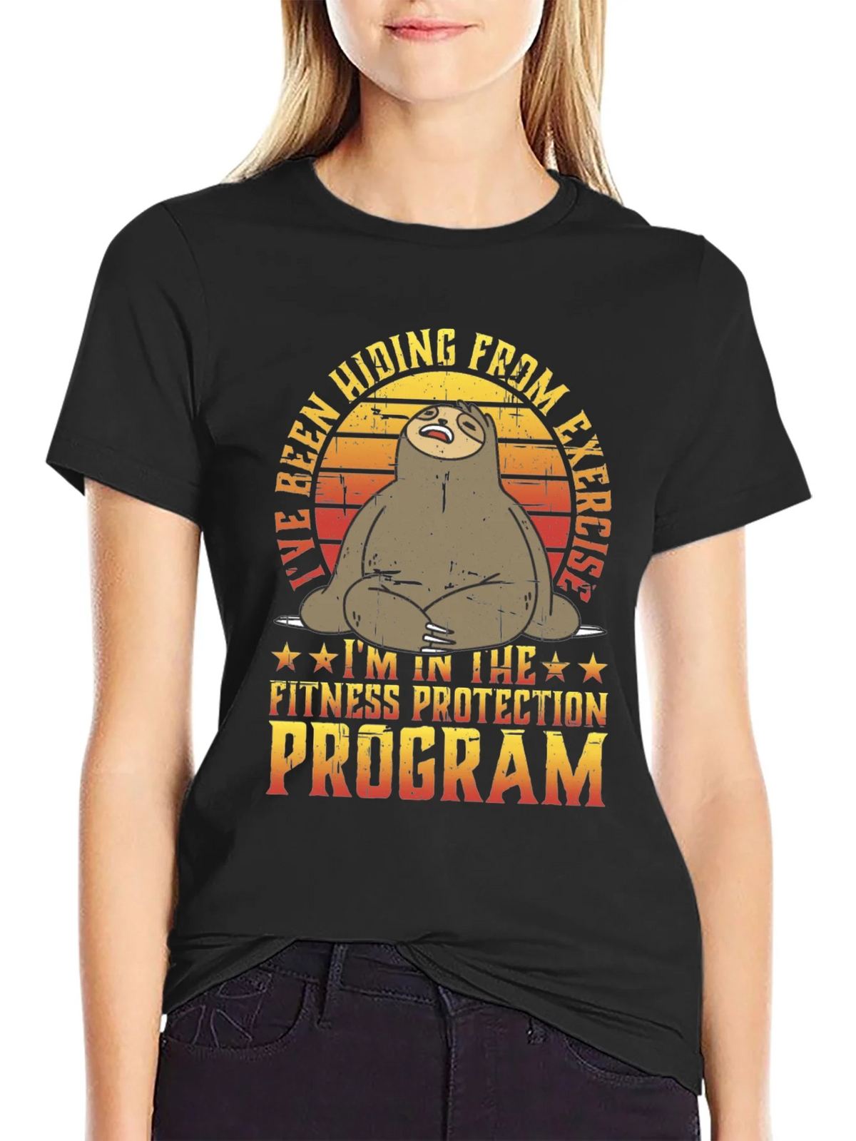 Funny Sloth Fitness Protection Program T-Shirt product image 1