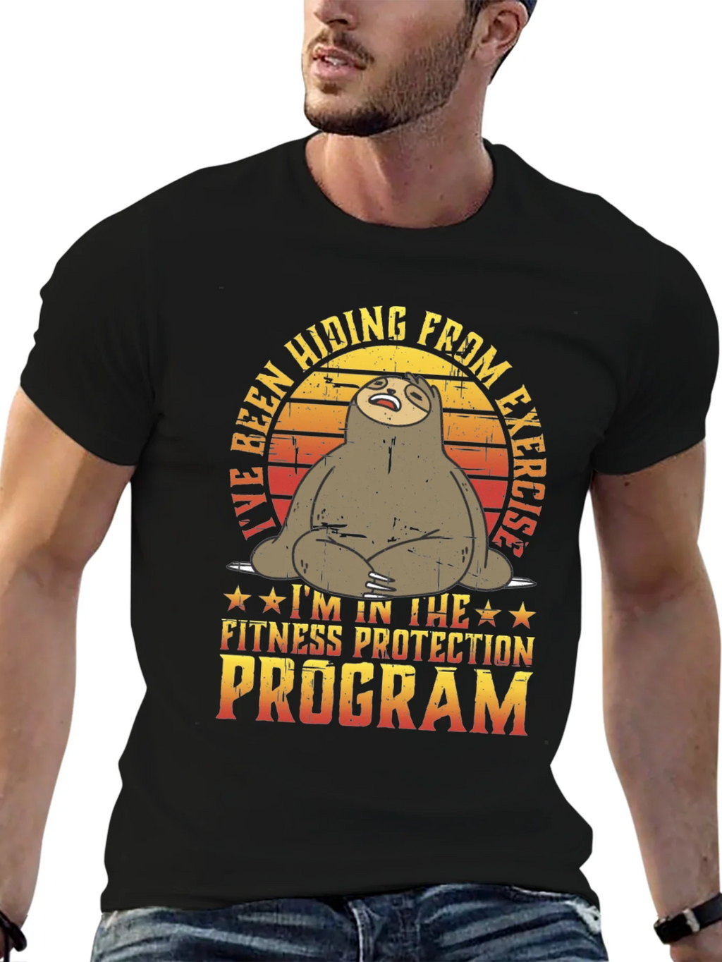 Funny Sloth Fitness Protection Program T-Shirt product image 3