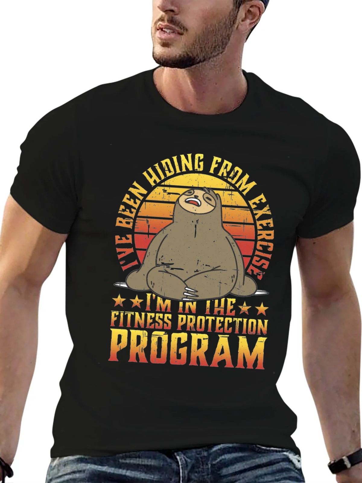 Funny Sloth Fitness Protection Program T-Shirt product image 3