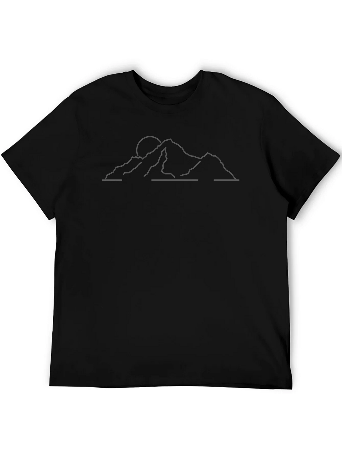 Minimalist Mountain Line Art Black T-Shirt product image 5
