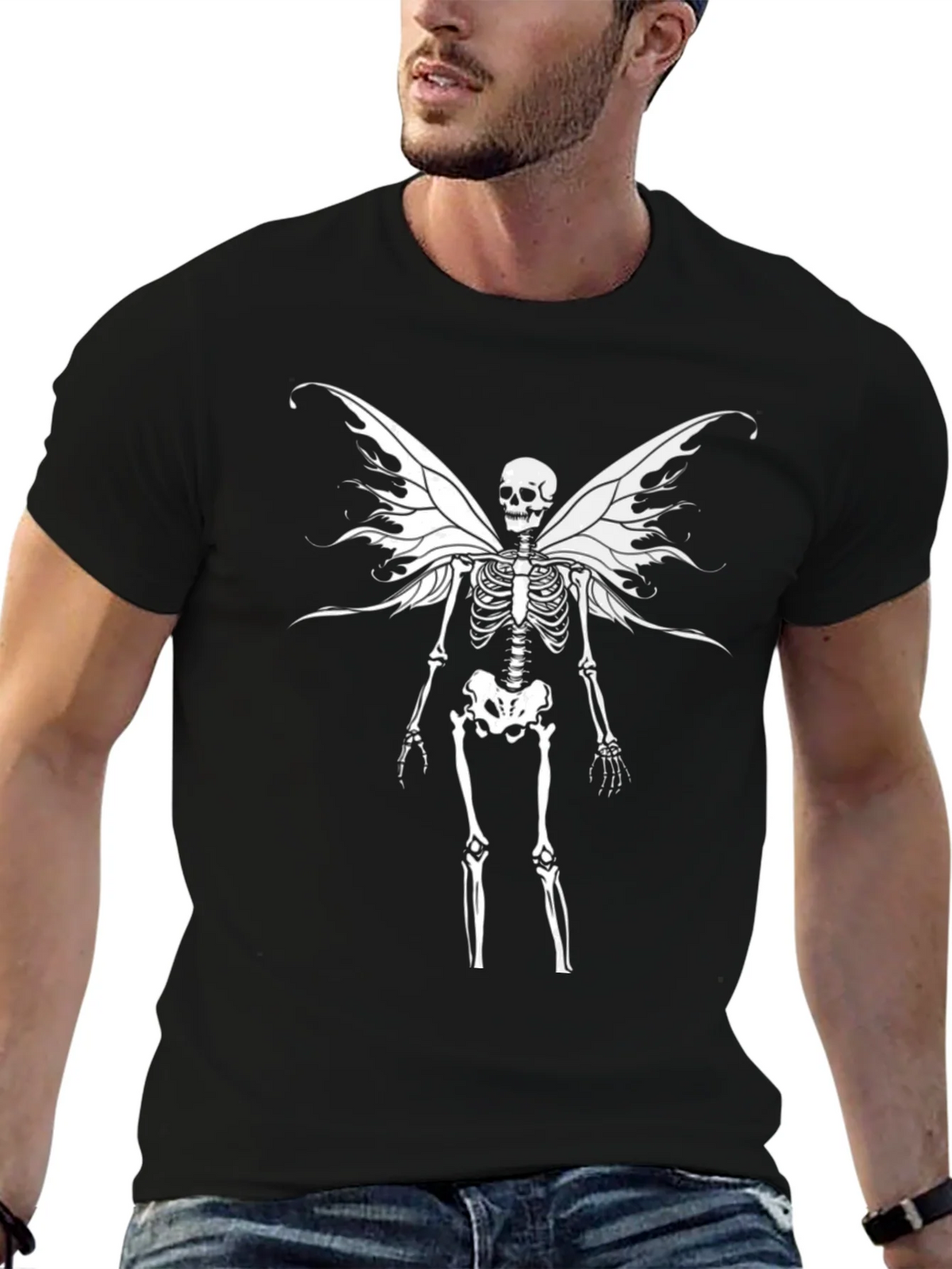 Skeleton Fairy Wings Graphic T-Shirt product image 6