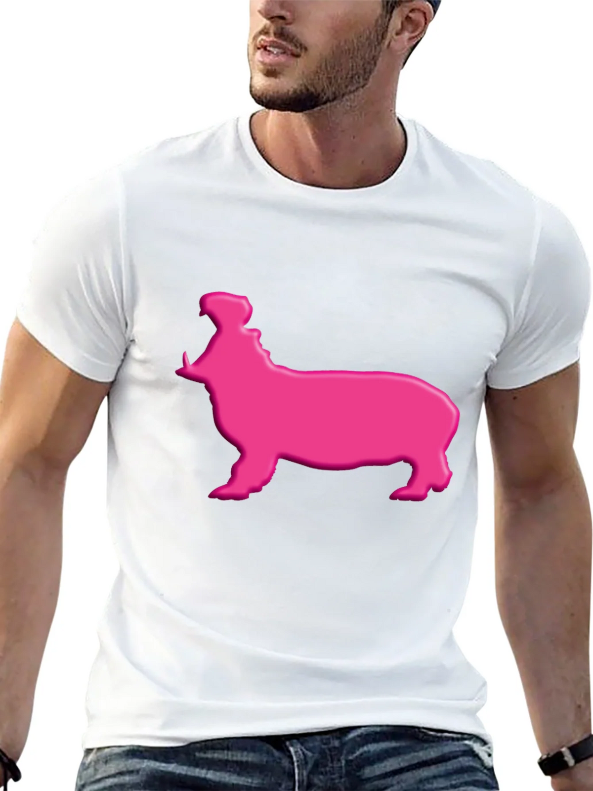Pink Hippo Graphic Tee - Black Cotton Blend Shirt product image 9
