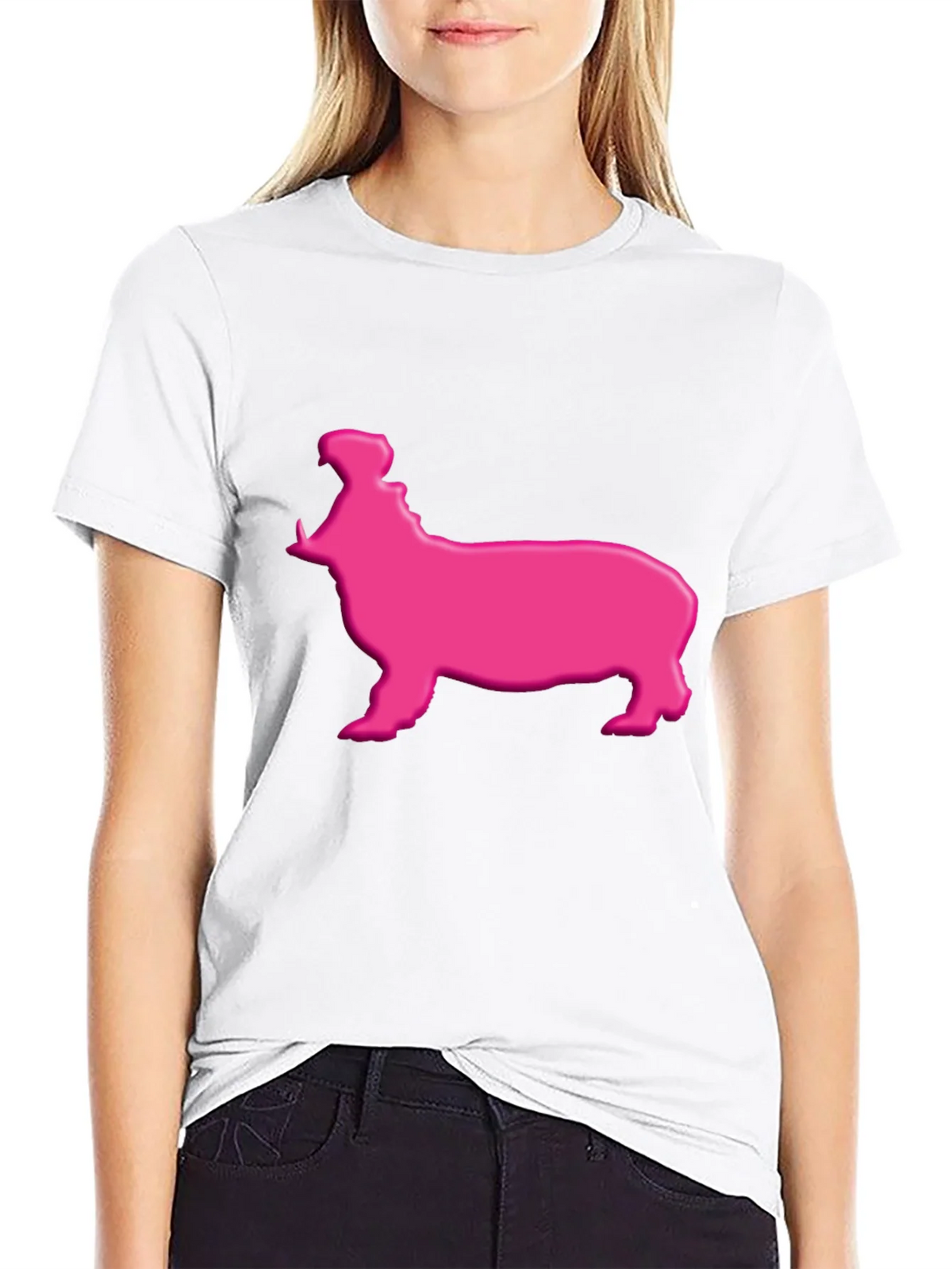 Pink Hippo Graphic Tee - Black Cotton Blend Shirt product image 6
