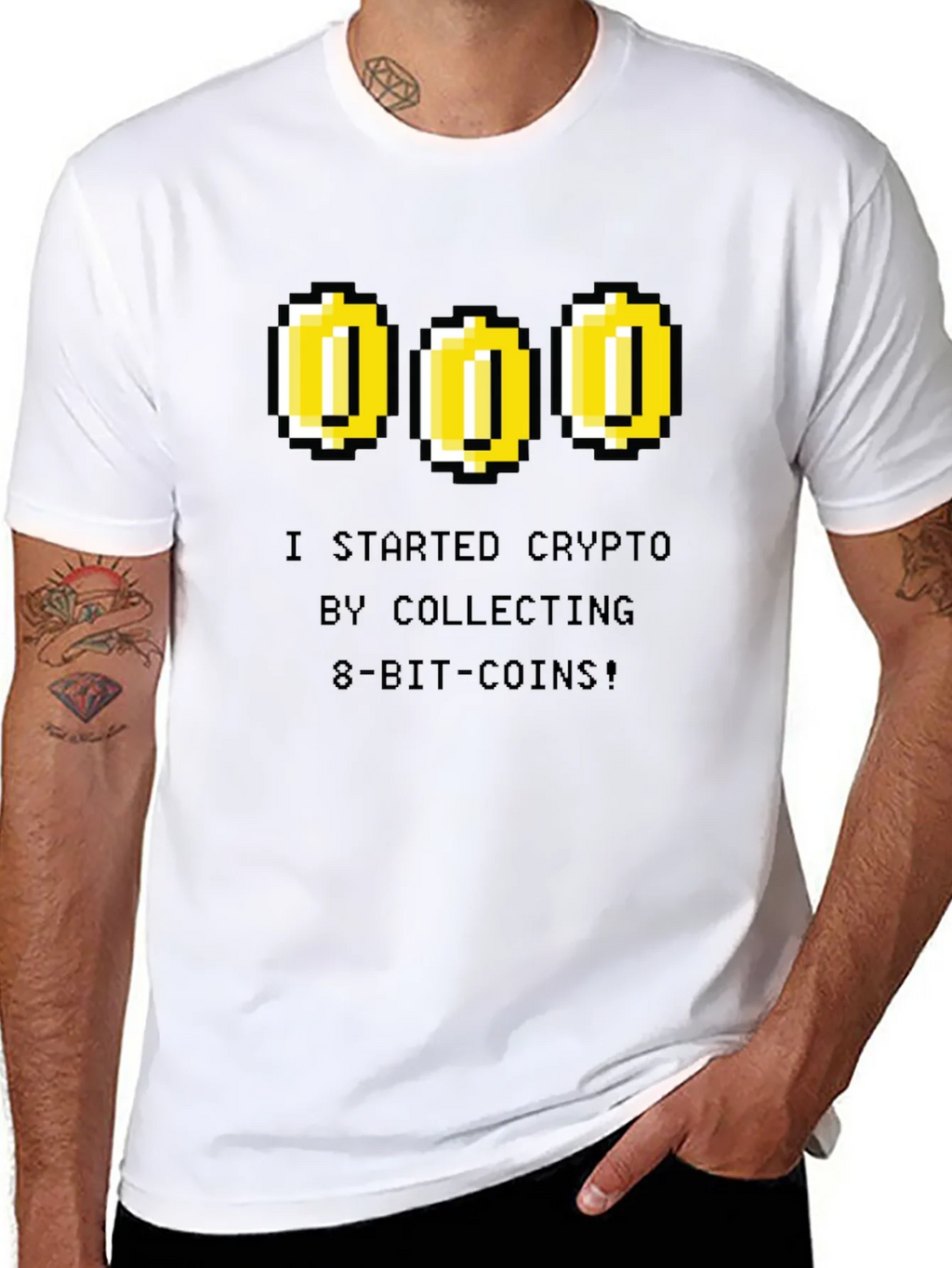 Crypto 8-Bit Coin Black T-Shirt product image 6