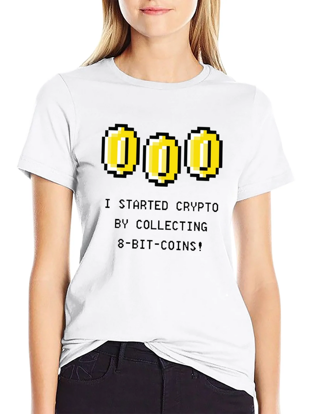 Crypto 8-Bit Coin Black T-Shirt product image 7