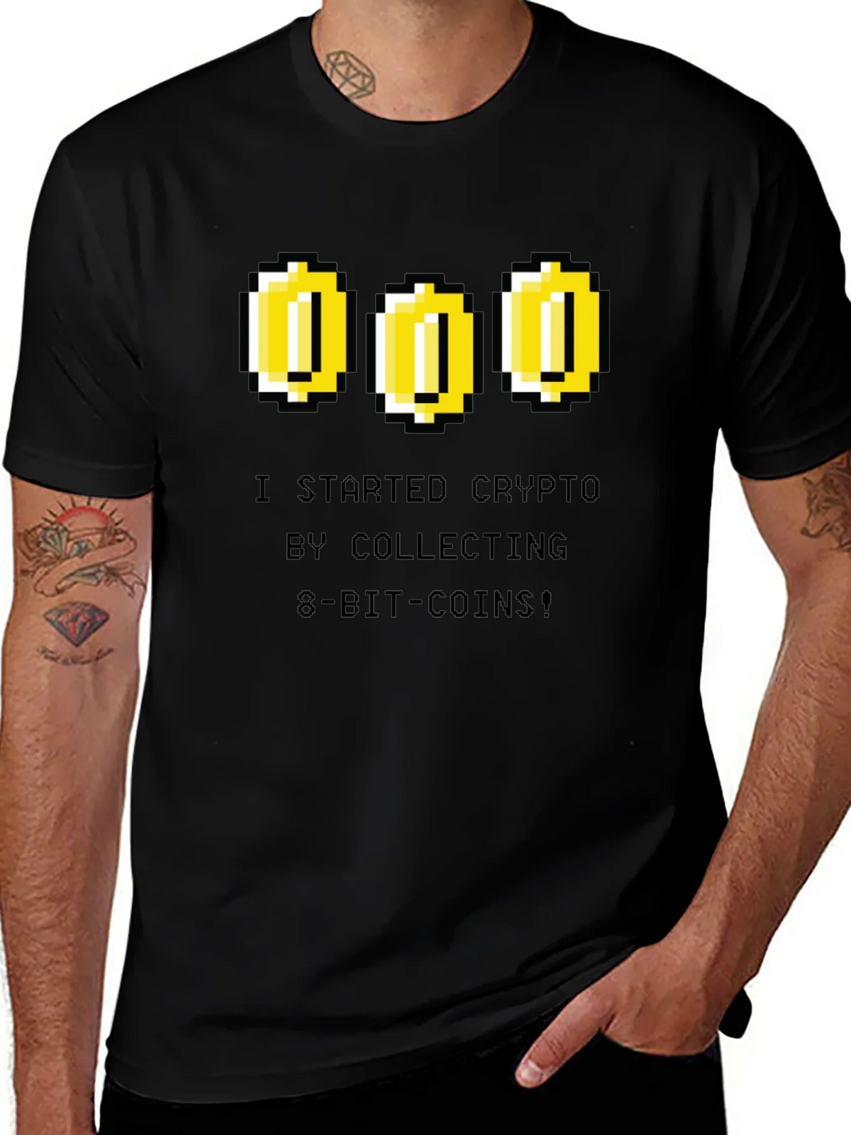 Crypto 8-Bit Coin Black T-Shirt product image 1