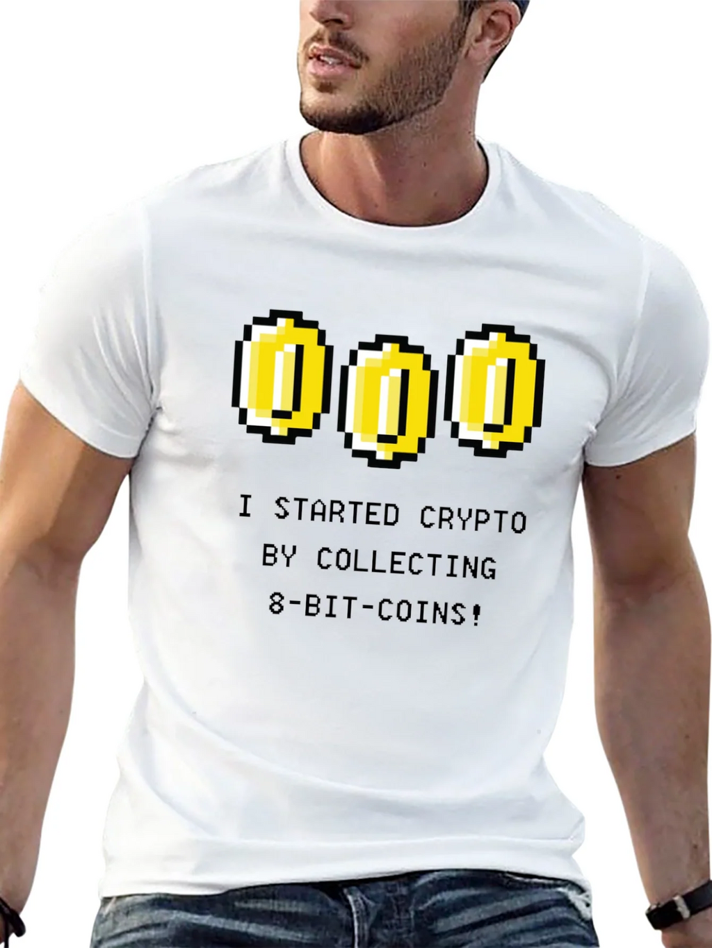 Crypto 8-Bit Coin Black T-Shirt product image 11