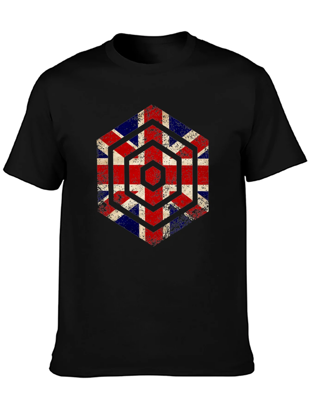Union Jack Hexagon Graphic Tee - Grunge British Flag Shirt product image 3