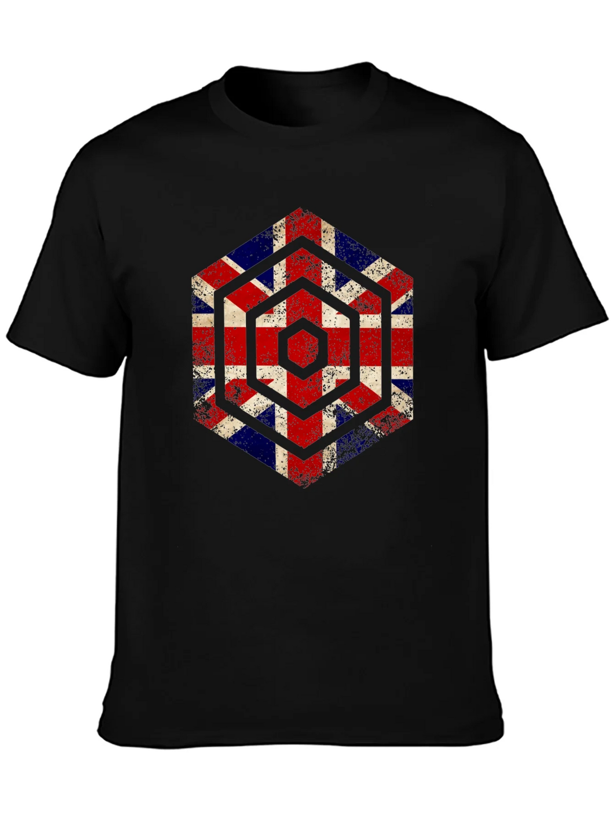 Union Jack Hexagon Graphic Tee - Grunge British Flag Shirt product image 3
