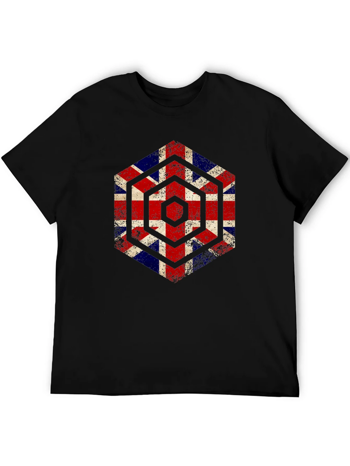Union Jack Hexagon Graphic Tee - Grunge British Flag Shirt product image 5