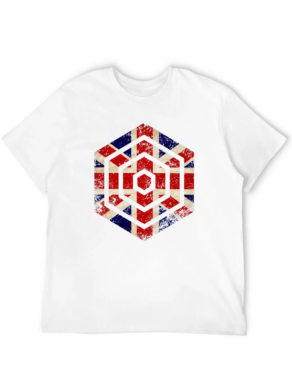 Union Jack Hexagon Graphic Tee - Grunge British Flag Shirt product image 10
