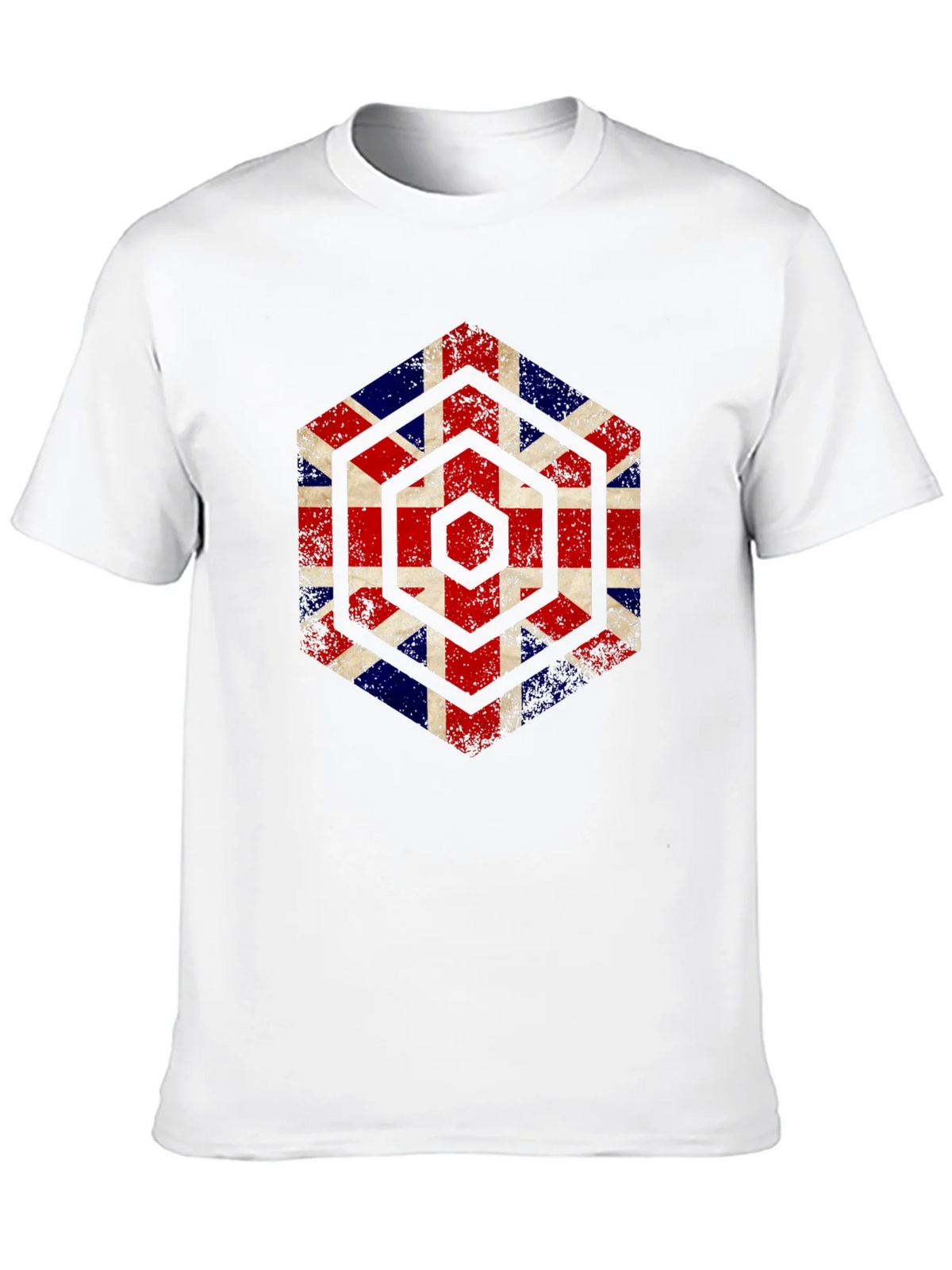 Union Jack Hexagon Graphic Tee - Grunge British Flag Shirt product image 8