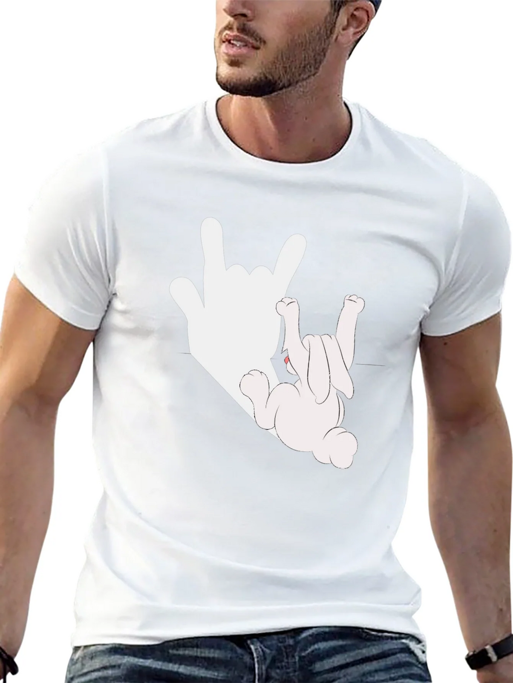 Rock On Bunny Graphic Tee - Black Cotton T-Shirt product image 12
