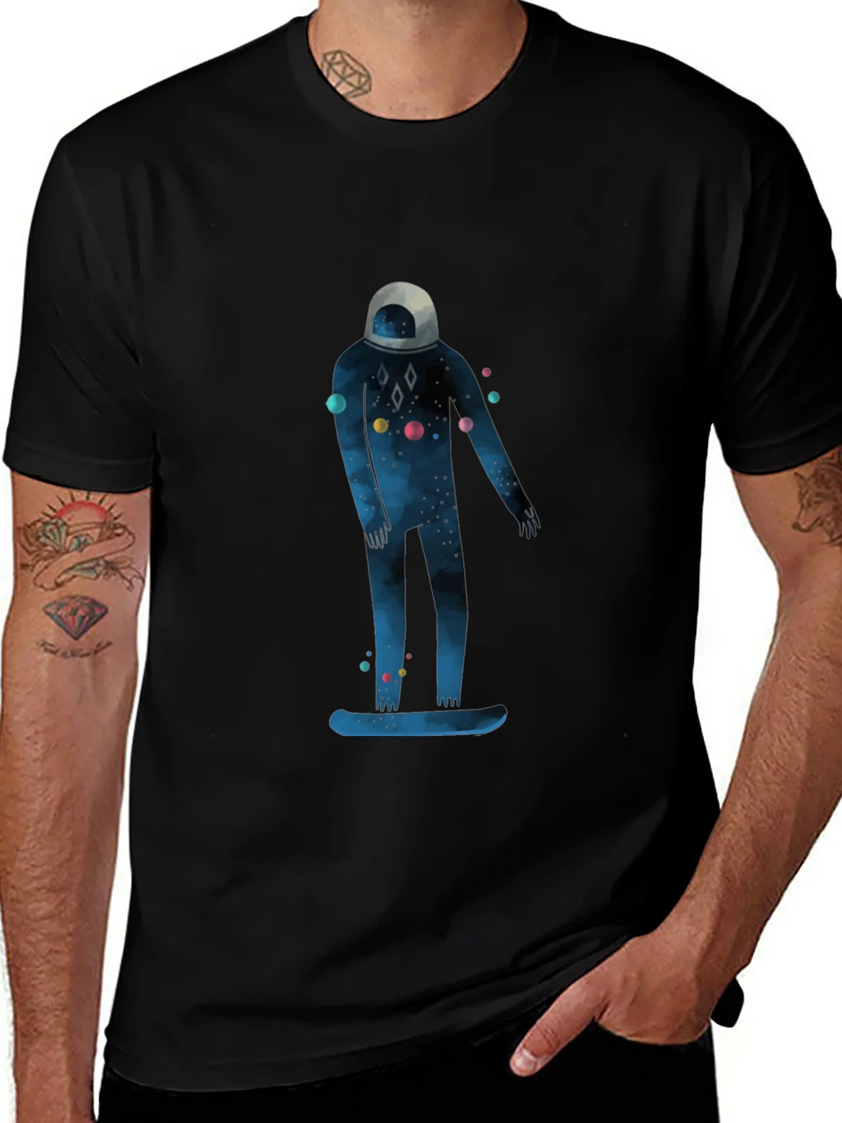 Astronaut Skateboarder Graphic Tee product image 1