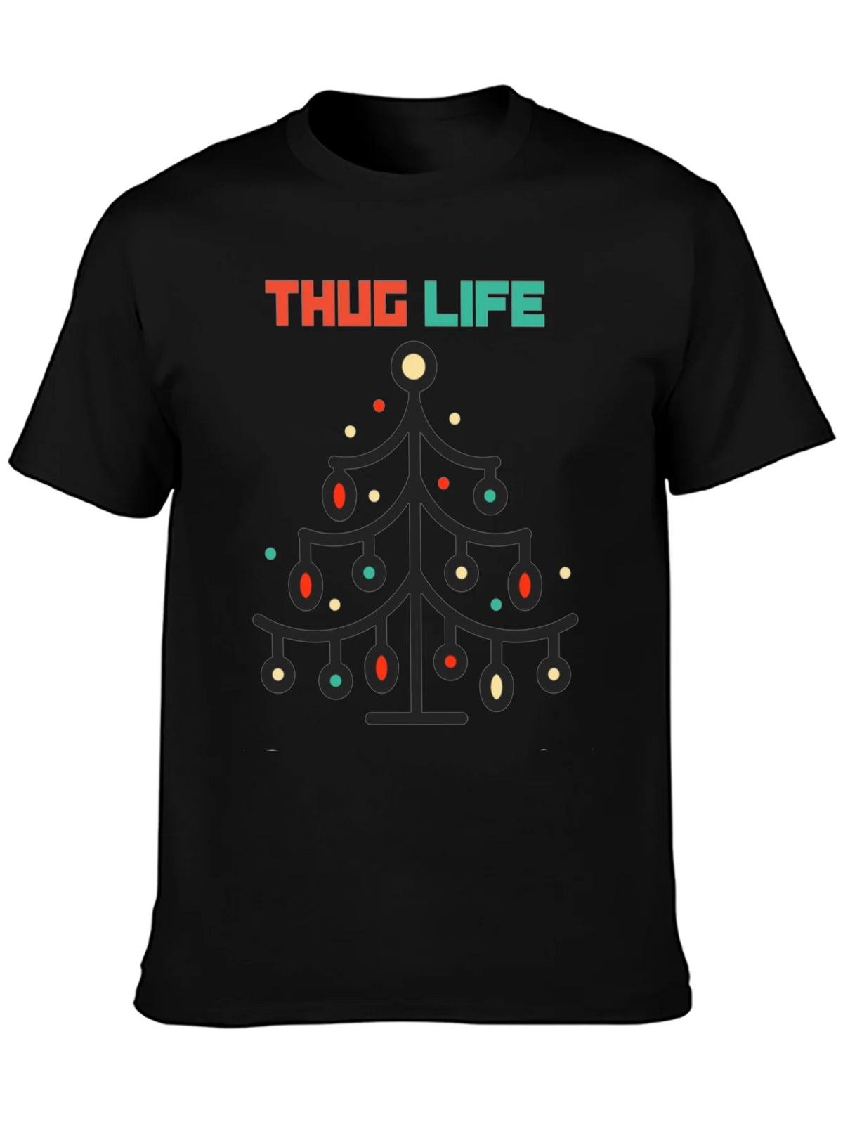 Thug Life Christmas Tree Graphic Tee - Black product image 3