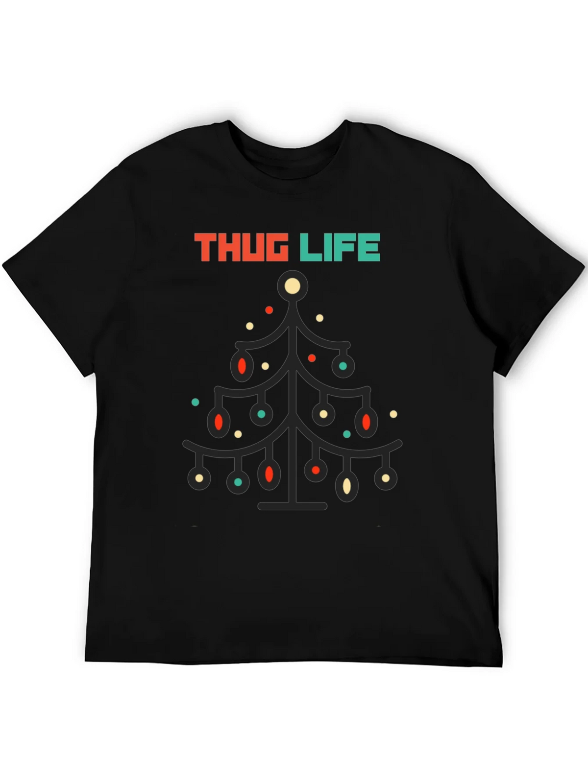 Thug Life Christmas Tree Graphic Tee - Black product image 5