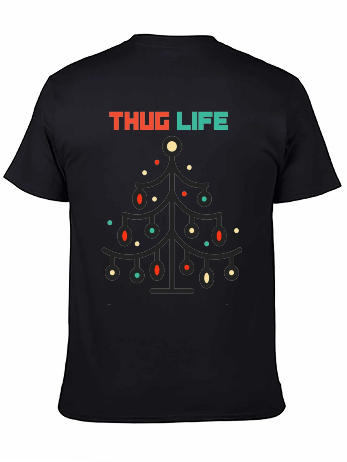 Thug Life Christmas Tree Graphic Tee - Black product image 4