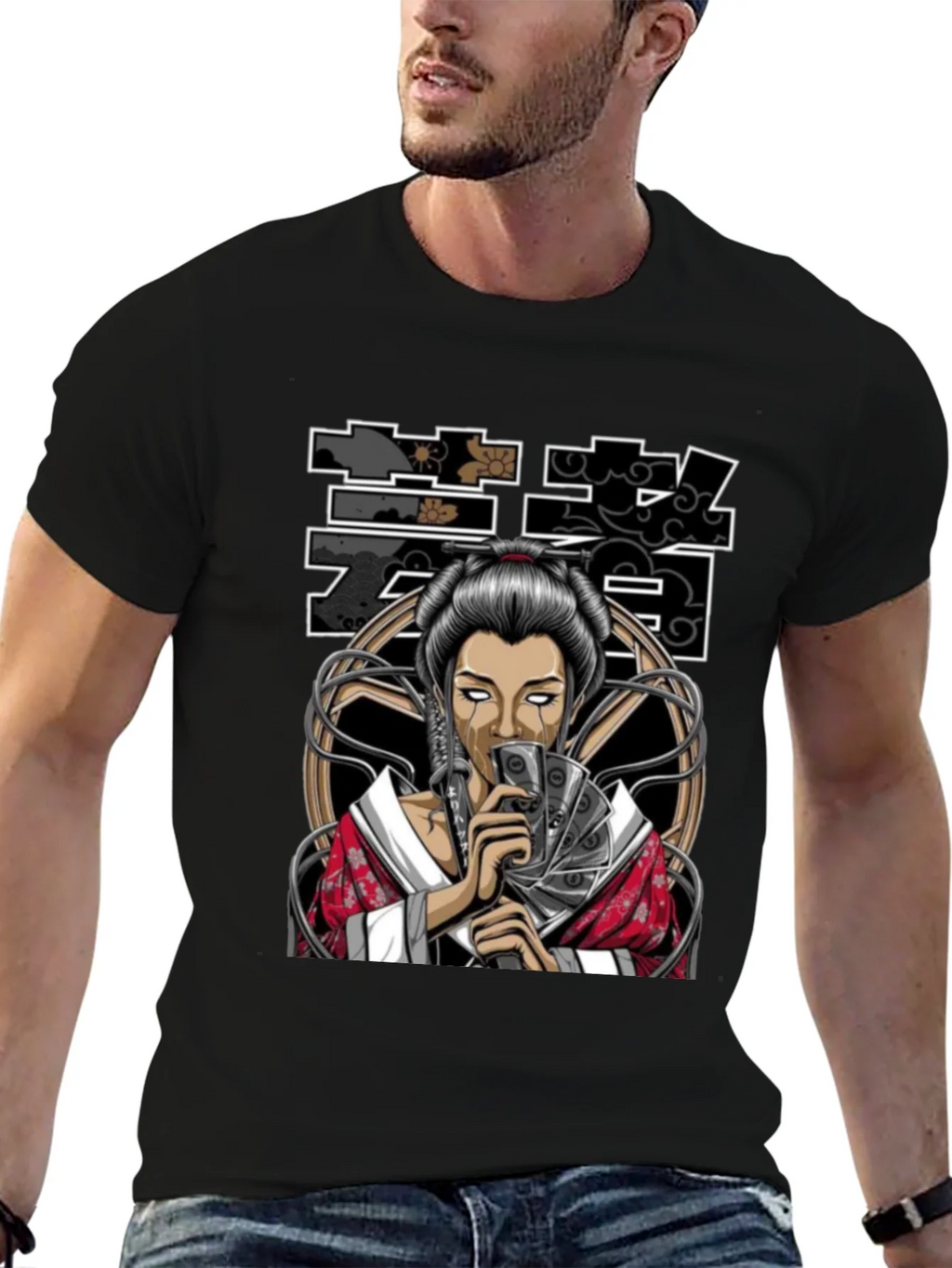 Geisha Art Black T-Shirt product image 6