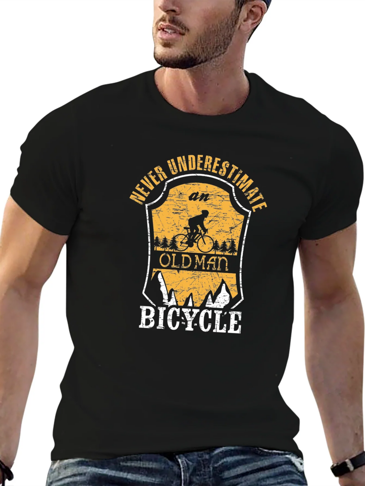 Never Underestimate an Old Man Bicycle T-Shirt product image 6