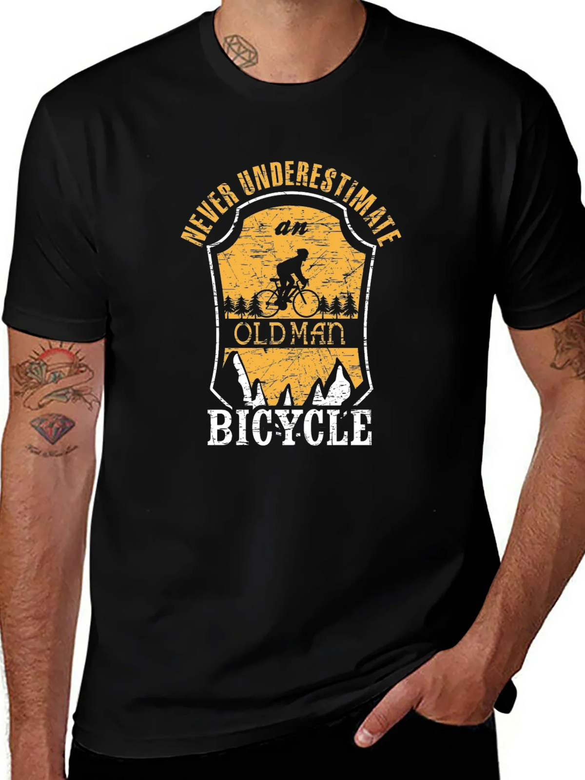 Never Underestimate an Old Man Bicycle T-Shirt product image 1