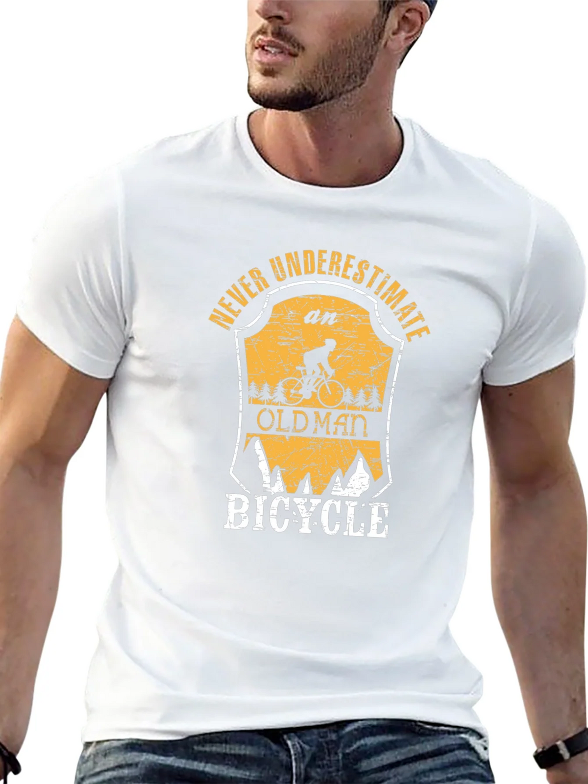 Never Underestimate an Old Man Bicycle T-Shirt product image 12