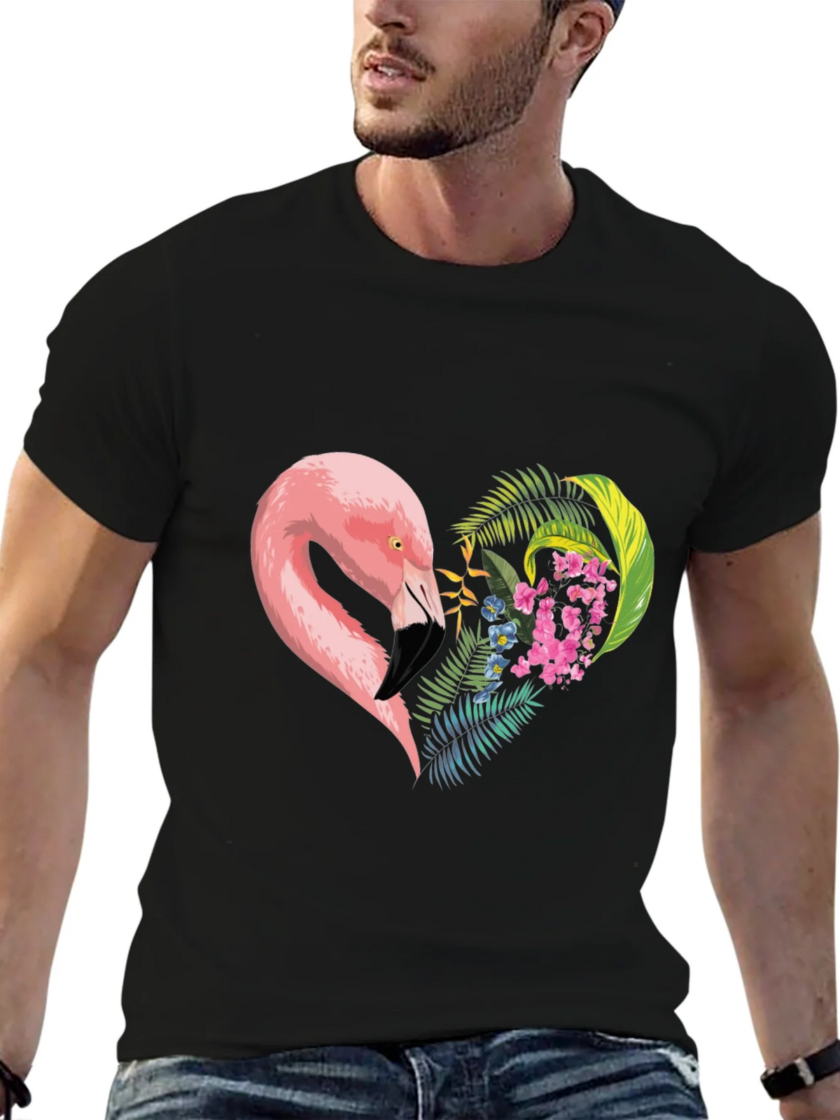 Flamingo Heart Graphic Tee - Black product image 6