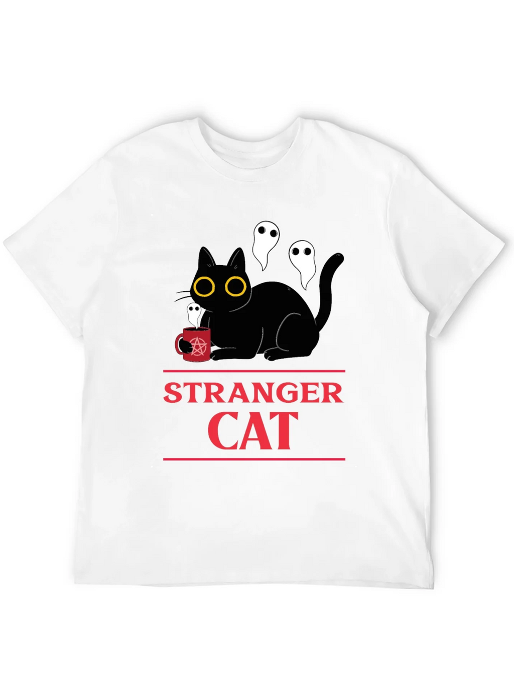 Stranger Cat T-Shirt - Black & Ghosts Graphic Tee product image 4