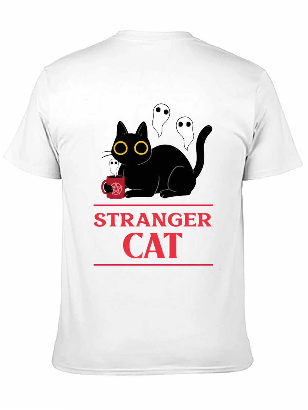 Stranger Cat T-Shirt - Black & Ghosts Graphic Tee product image 3